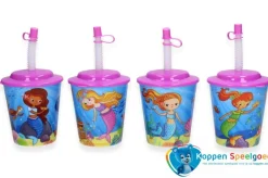 Beker met deksel en rietje, zeemeermin